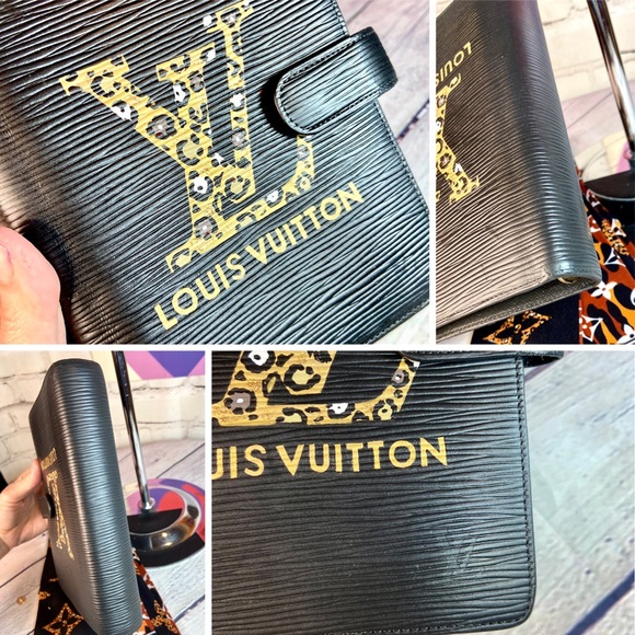 Louis Vuitton black Epi leather agenda planner MM custom painted🐆🐆 - Picture 9 of 10